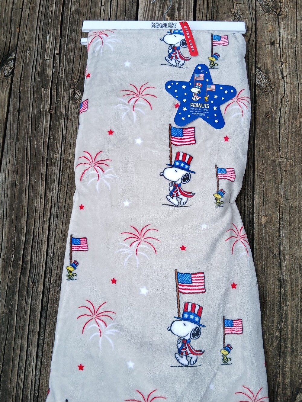 Peanuts  Snoopy Patriotic Plush Throw  with Red, Blue & White Accents by Berkshi